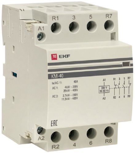 Контактор модульный EKF PROxima КМ 3п 2НО+2НЗ 40А 230В АС картинка